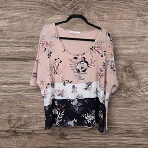 ⭐️Cleo Pink and White Blouse Size XXL